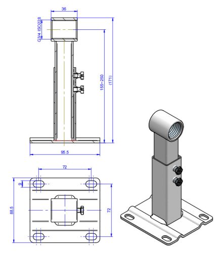 Zárt tágulási tartály fali tartó 3/4", állítható 17–23 cm – BAR-VS34