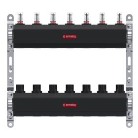   Ermetiq szigetelt INOX áramlásmérős osztó-gyűjtő 8 körös 1”x3/4”